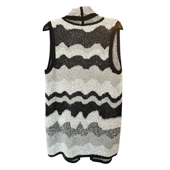 Chico's Sweater Vest, Size 2 Large, Black/Gray, Wool, Warm, Long, Tunic, Winter - Picture 3 of 8